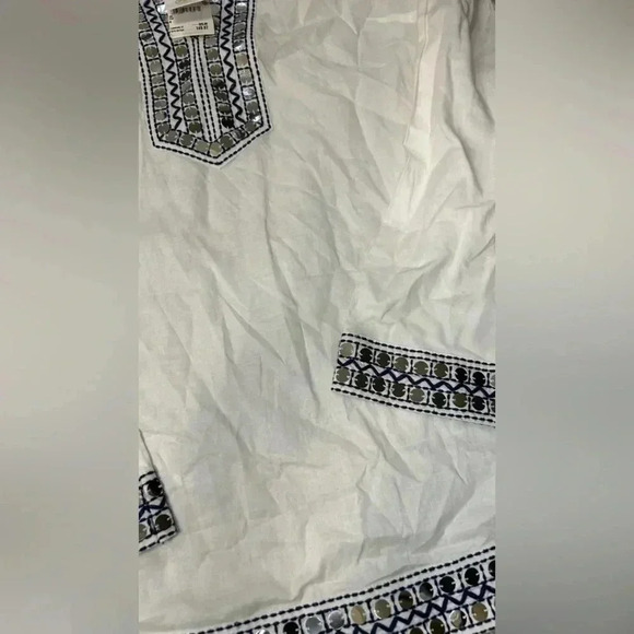 Tory Burch Tunic White  Embroidery Silver Mirror Bling Beachy NWT - Picture 12 of 14